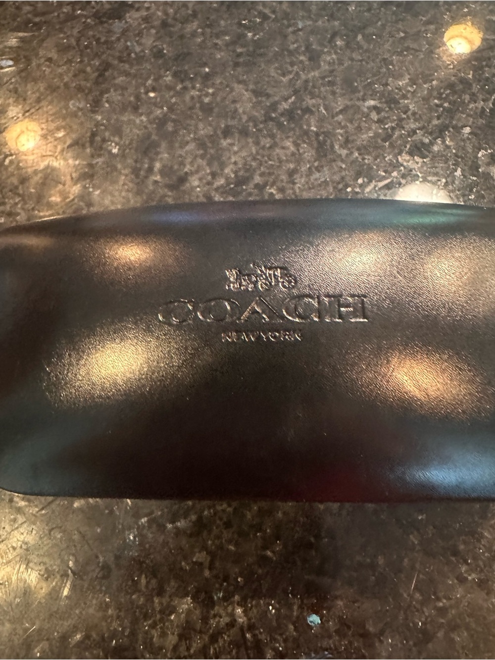 Coach Black Leather Sunglasses Case with Embossed Logo